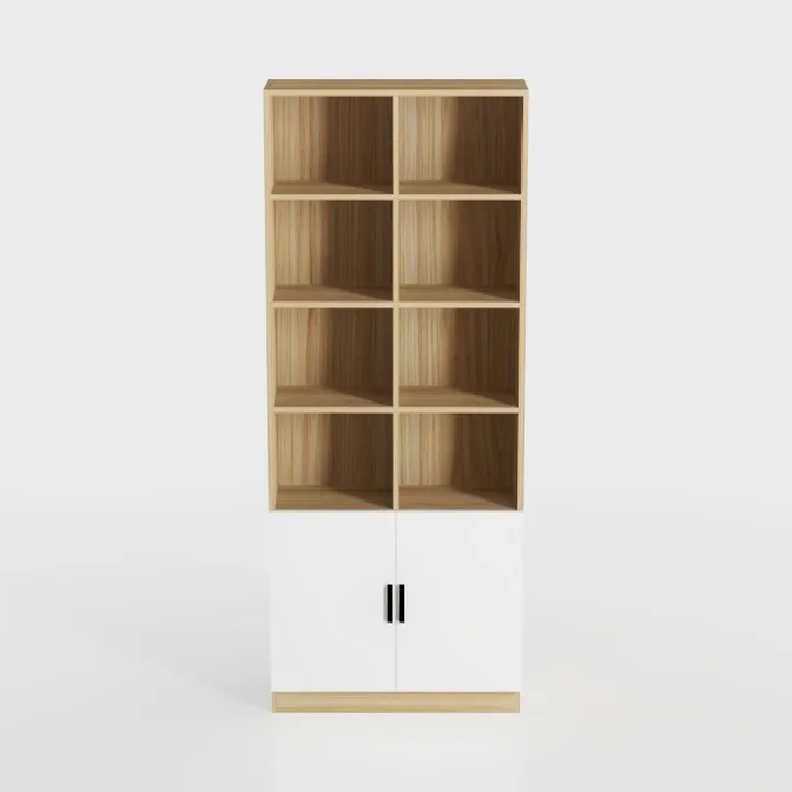 71" Tall Wooden Bookcase with Doors & Storage - 4-