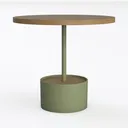 Wooden Round Coffee Table with Curved Base, 31.5’’ Left 45 Degree View