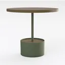 Wooden Round Coffee Table with Curved Base, 31.5’’ Right 45 Degree View