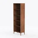 Minimalist Walnut Solid Wood Bookshelf 3D Model Left 45 Degree View