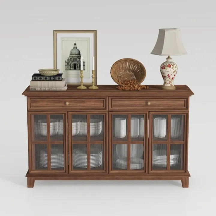 Sideboard Buffet Cabinet with Storage - 63" Rattan