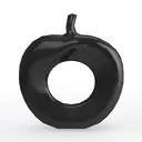 Minimalist Black Matte Apple Shaped Decorative Object 3D Model Front View