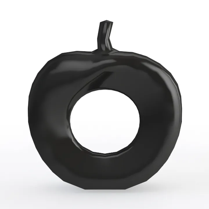 Minimalist Black Matte Apple Shaped Decorative Object 3D Model