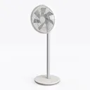 Minimalist White Metal Standing Fan 3D Model Front View