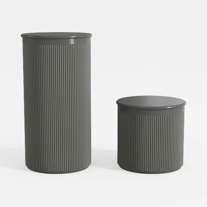 Minimalist Fluted Dark Gray Nesting Side Tables 3D Model