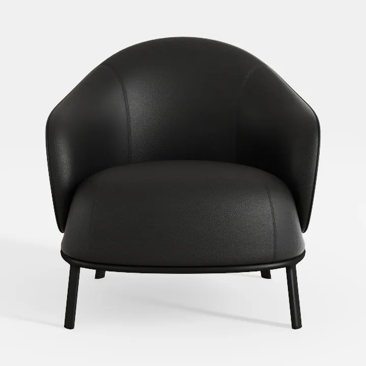 Modern Black Leather Upholstered Accent Armchair 3D Model