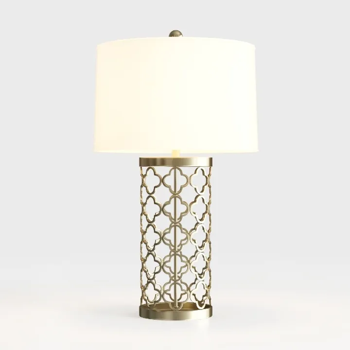 Contemporary Brass Fabric Shade Table Lamp 3D Model