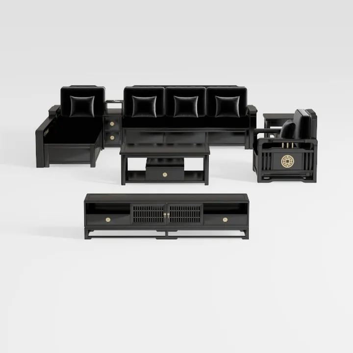 Power Leather Recliner Sofa Set with LED Lights