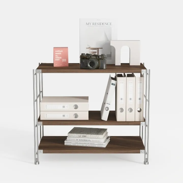Modern Metal Solid Wood Open Storage Shelf 3D Model