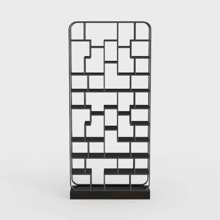 Modern Minimalist Metal Wooden Geometric Bookshelf 3D Model
