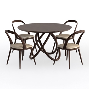 Ariane 5-Piece Sand and Dark Brown Wood Top Dining