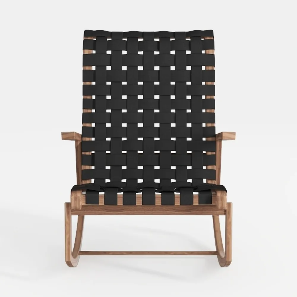 Folding Bamboo Rocking Recliner Chair, 5-Position 