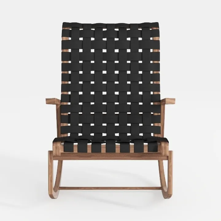 Folding Bamboo Rocking Recliner Chair, 5-Position