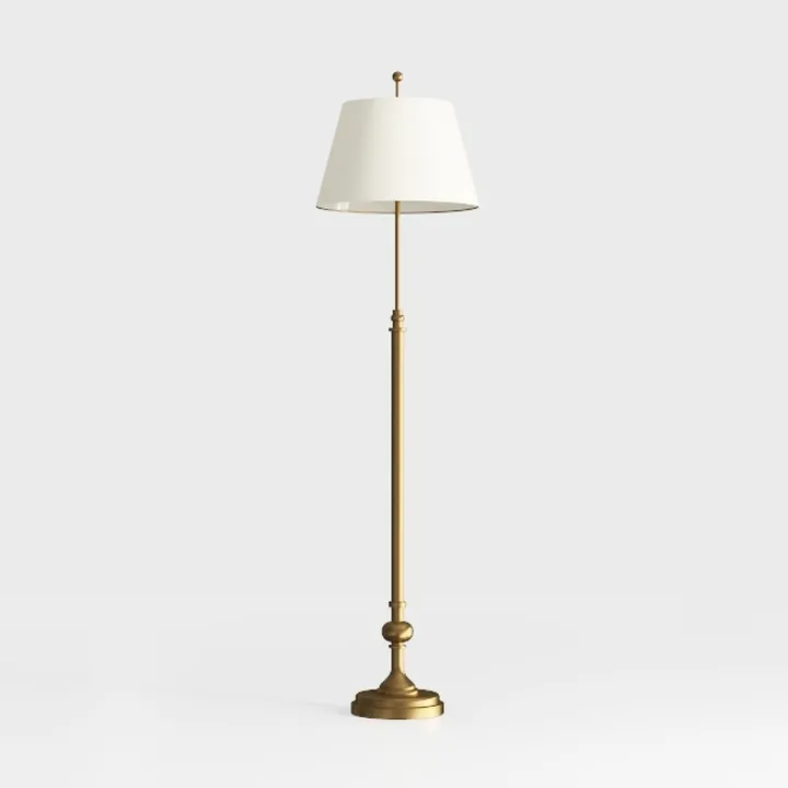Brass Contemporary Fabric Shade Floor Lamp 3D Model