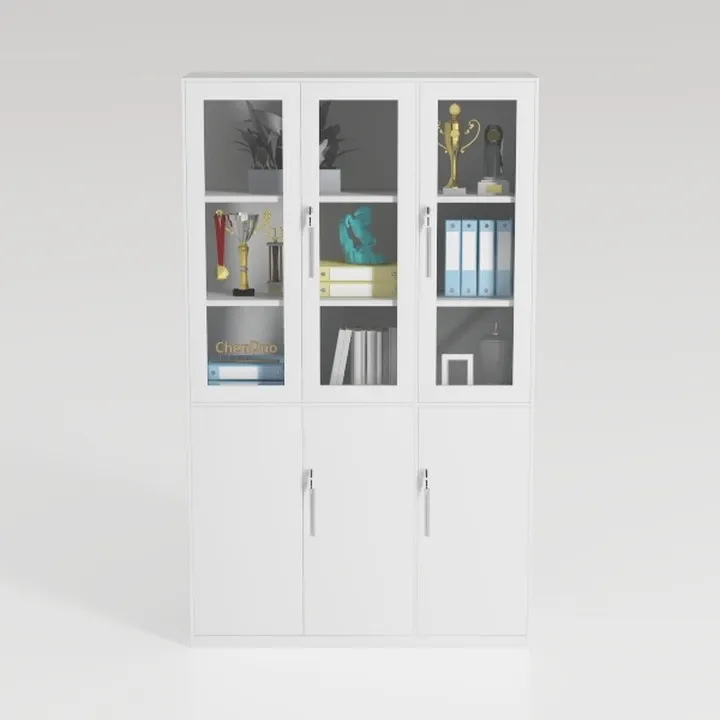VOWNER Bookcase with Glass Doors & Drawers, 5 Tier