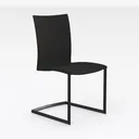 Minimalist Black Plastic Metal Dining Chair 3D Model Right 45 Degree View