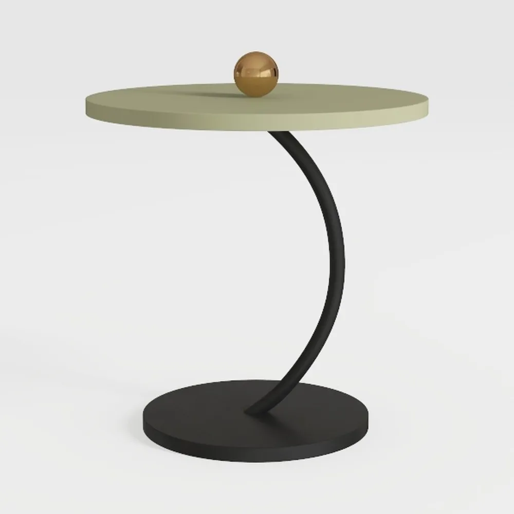 C Shaped End Table for Couch Small Places, Faux