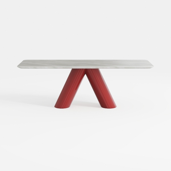 White Marble Top 94.4 in. Pedestal Extendable Dini