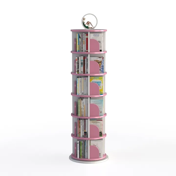 BYERZ Rotating Bookshelf, Small Book Shelf for