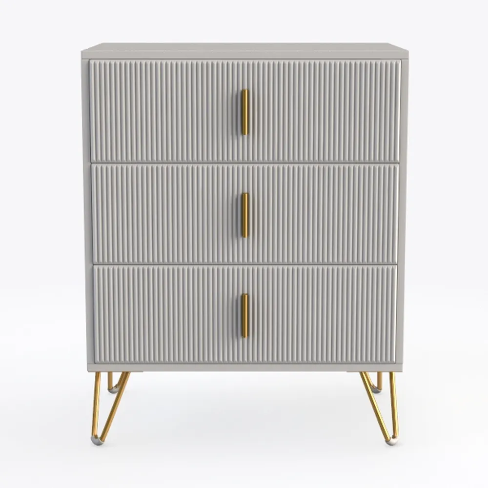Slim Shoe Cabinet with 3 Flip Drawers, Fluted