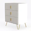 Slim Shoe Cabinet with 3 Flip Drawers, Fluted Left 45 Degree View