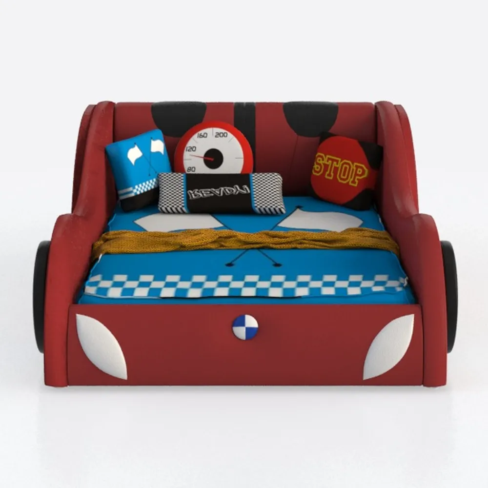 Cilek Race Cup Twin Race Car Bed Frame with Pull-O