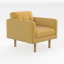 Teddy Accent Chair with Waist Pillow, Modern Right 45 Degree View