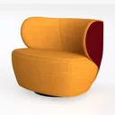 Minimalist Fabric Yellow Swivel Armchair 3D Model Left 45 Degree View