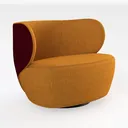 Minimalist Fabric Yellow Swivel Armchair 3D Model Right 45 Degree View