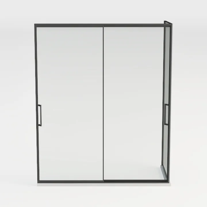 Modern Minimalist Black Frame Glass Sliding Shower Door 3D Model