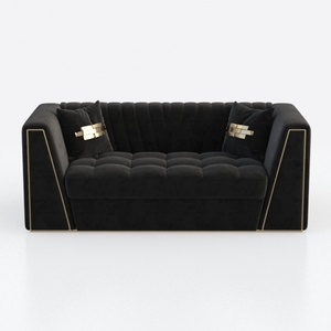 Mid Century Modern Sofa 83" Black Velvet Couch