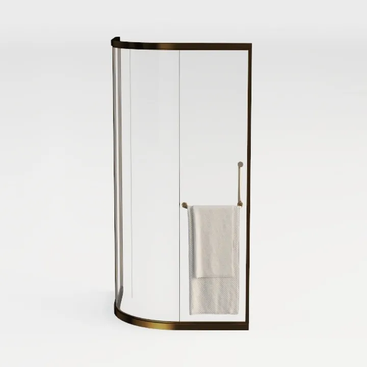 Modern Brass Glass Curved Shower Enclosure 3D Model