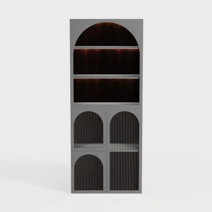 71" Tall Arched Kitchen Pantry Cabinet, Modern