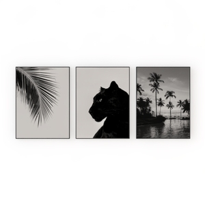 Large Framed Abstract Wall Art - Black and White