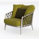 Modern Metal Fabric Outdoor Armchair 3D Model Left 45 Degree View