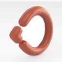 Modern Cute Heart Shaped Orange Resin Wall Mirror 3D Model Right 45 Degree View