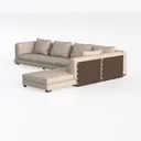 Minimalist Boucle Fabric L-Shaped Sectional Sofa 3D Model Left 45 Degree View
