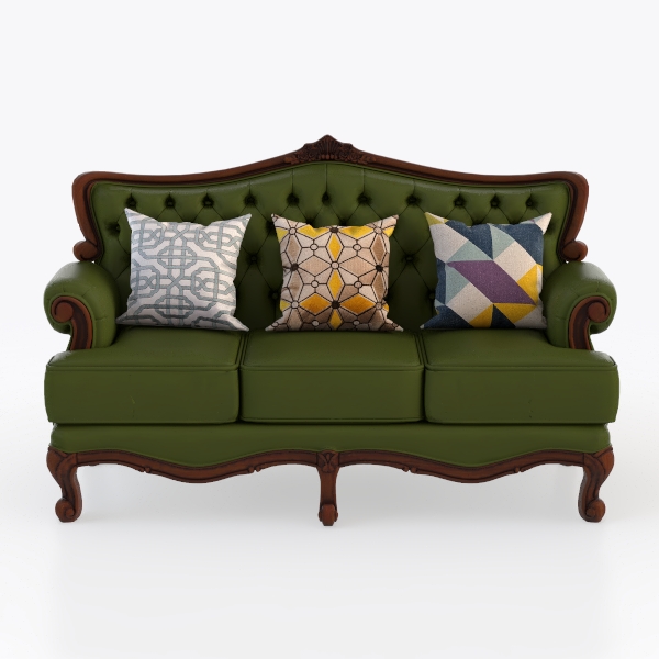 Elegant Leather Sofa Tufted Design Green Four