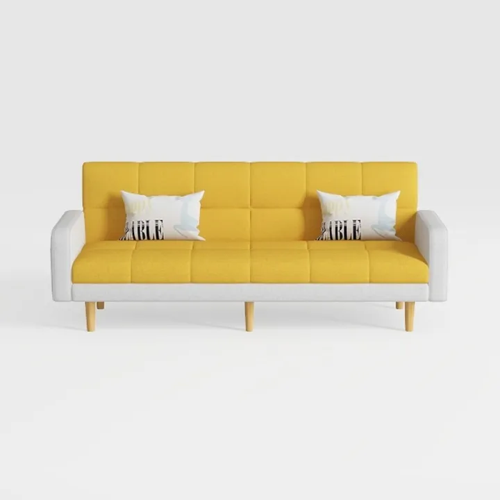 Modern Two Tone Fabric Sofa Bed with Decorative Pillows 3D Model