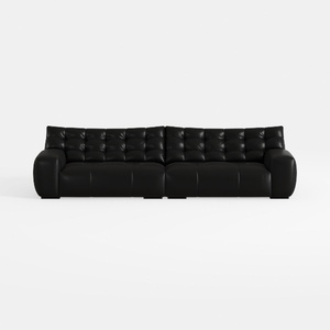 Modern Black Leather Tufted Extra Large Sofa 3D Model