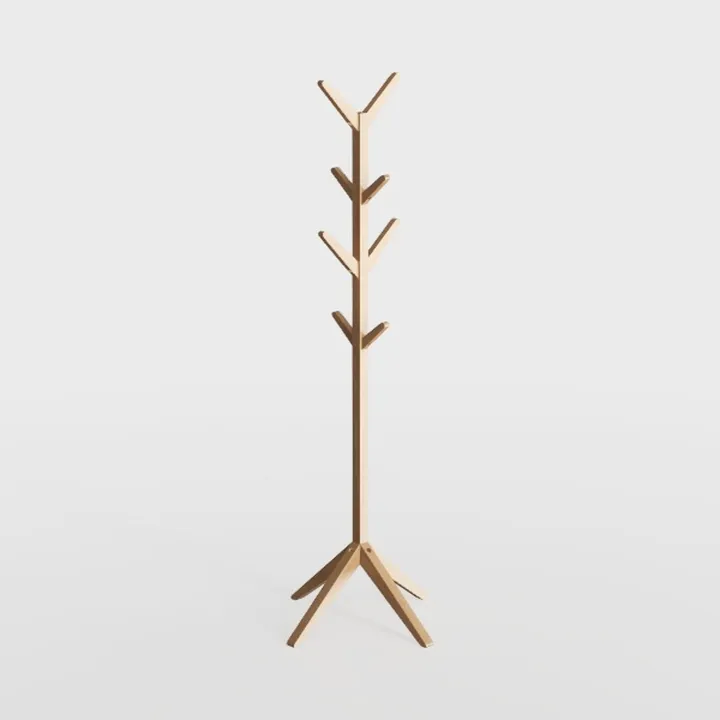 Pipishell Coat Rack, Solid Wood Coat Stand Tree
