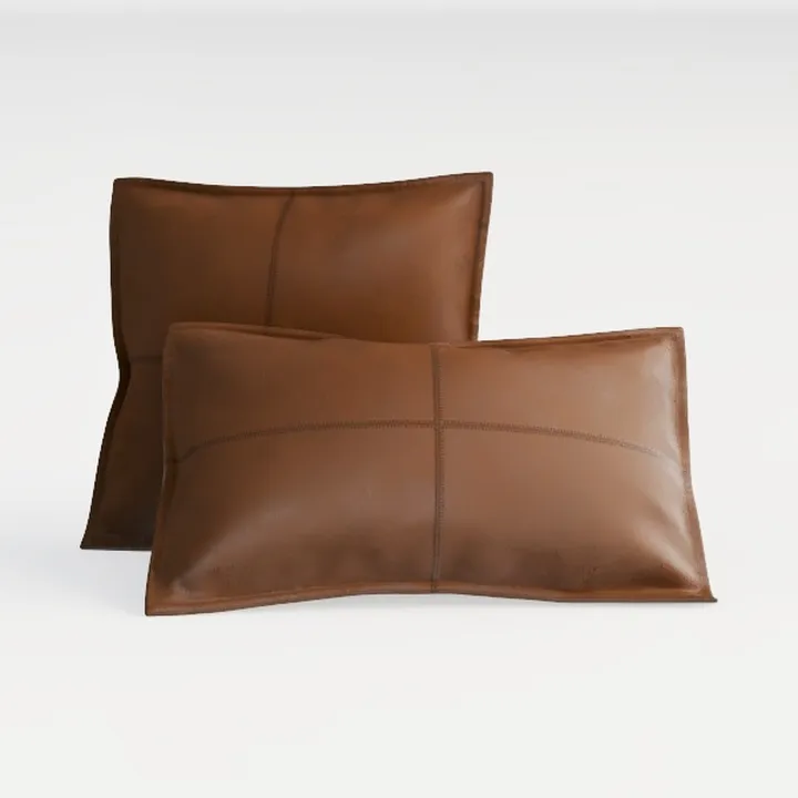 Minimalist Brown Leather Decorative Throw Pillows 3D Model