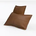 Minimalist Brown Leather Decorative Throw Pillows 3D Model Left 45 Degree View