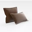Minimalist Brown Leather Decorative Throw Pillows 3D Model Right 45 Degree View