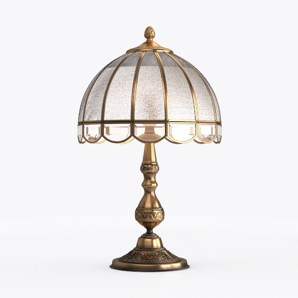 Tiffany Style Table Lamp Beige Beads Vintage