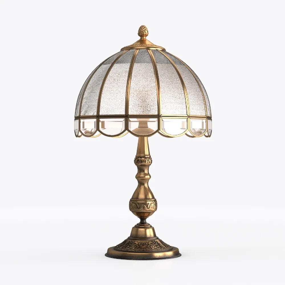 Tiffany Style Table Lamp Beige Beads Vintage