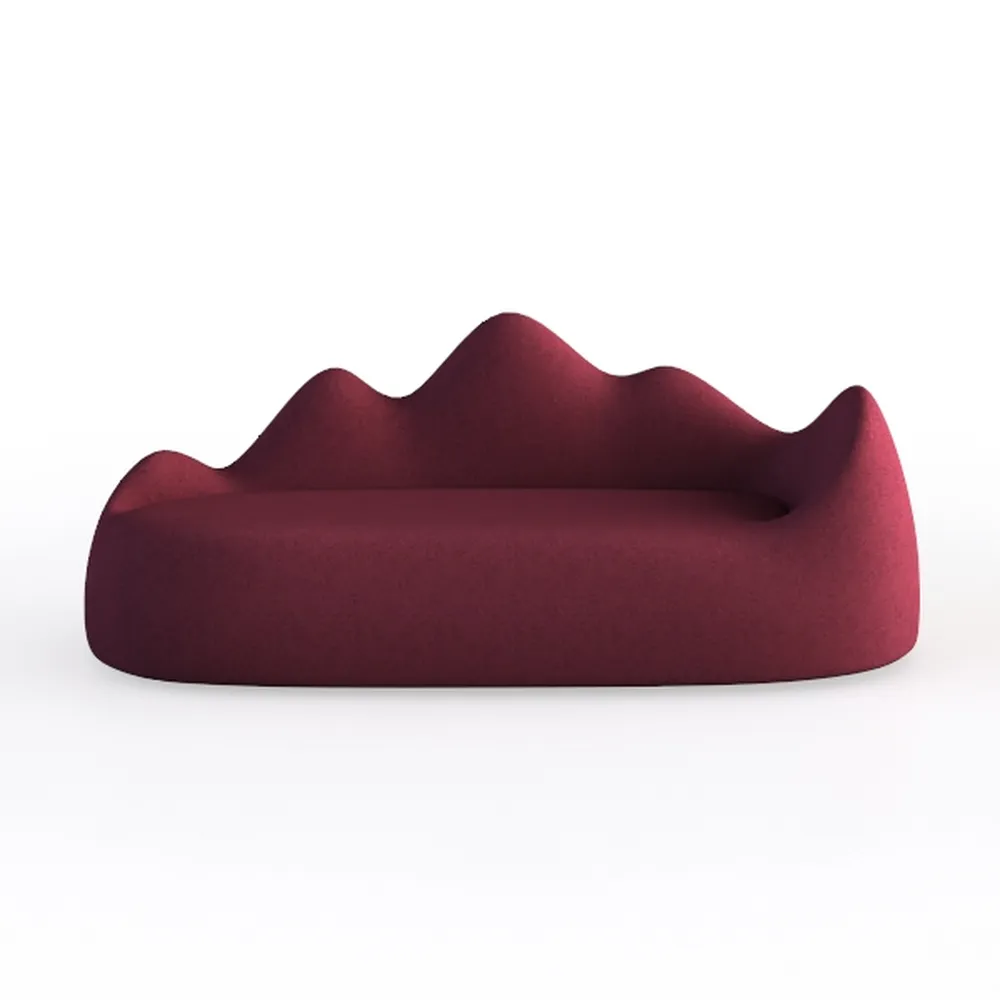 Lip-Shaped Velvet Loveseat Sofa, 80 Inch Red State