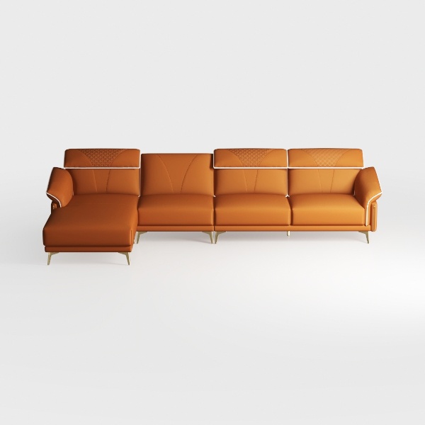 Valencia Pista Full Leather Left Chaise Sofa 112.5