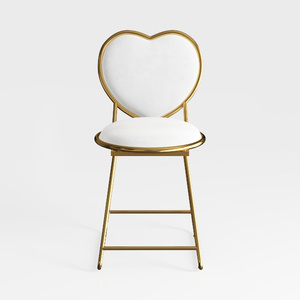 Modern Gold Metal White Velvet Heart Shape Accent Chair 3D Model