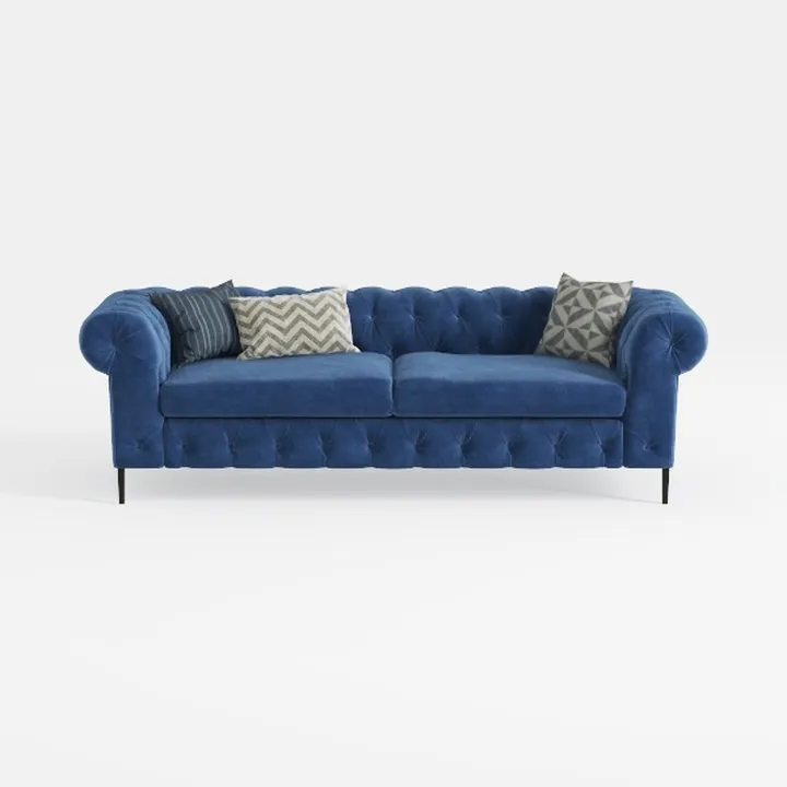 Velvet Chaise Lounge Button Tufted Nail Trim